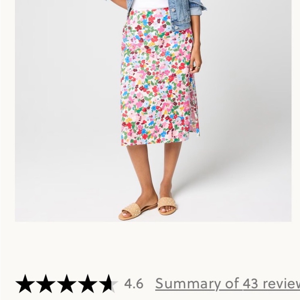 J Crew Factory Floral Midi Skirt in Multi-Color